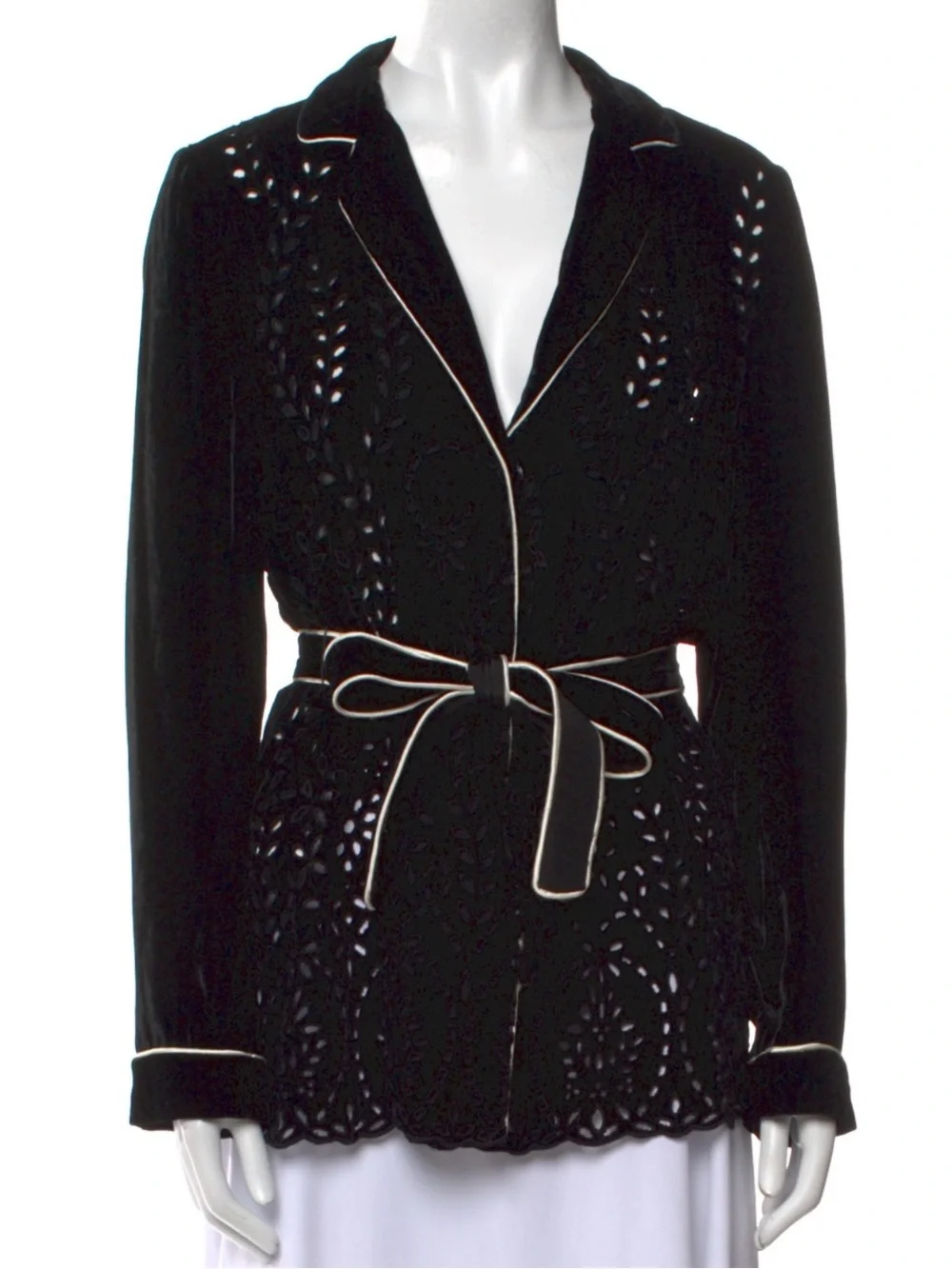 Alberta Ferretti FW 2016 Black Velvet Belted Jacket - Picture 1 of 5